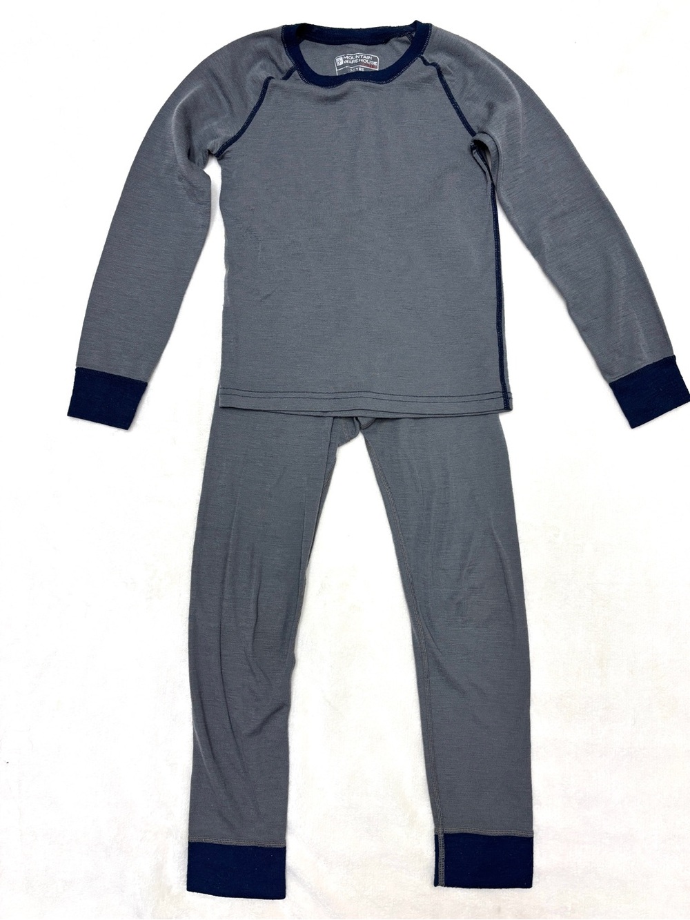 Mountain Warehouse Kids Merino Wool Blend Base Layer Set Gray/Navy 7-8